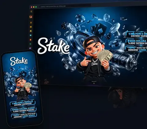 PAPIBOY — Stake sponsorlu giriş sahnesi, masaüstü ve mobil